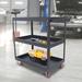 JOYDING 3 Tier Rolling Utility Cart Heavy Duty Tool Cart Metal in Black | 34.65 H x 30.51 W x 19.09 D in | Wayfair JOYDING202205311609