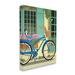 Stupell Industries Quaint Bicycle Parked Bread Basket Cat Window by Sally Springer Griffith - Graphic Art Canvas in Blue/Brown/Green | Wayfair