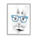 Stupell Industries Monochrome Bunny Rabbit Blue Glasses Portrait Design by Annalisa Latella - Graphic Art Wood in Brown | Wayfair al-267_gff_16x20