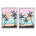 Stupell Industries Tropical Sunset Sunrise Palm Tree Beach Illustration by Nina Blue - 2 Piece Graphic Art Set Canvas in Black/Orange/Pink | Wayfair