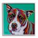 Stupell Industries Cute Dog Looking Portrait Bold Green Pop Style Background by Carolee Vitaletti - Painting Canvas in Green/Red | Wayfair