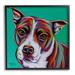 Stupell Industries Cute Dog Looking Portrait Bold Green Pop Style Background by Carolee Vitaletti - Painting Canvas in Green/Red | Wayfair