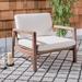 Joss & Main Nicholson Patio Chair w/ Cushions Wood/Wicker/Rattan in Brown/White | 29.5 H x 35.8 W x 31.9 D in | Wayfair