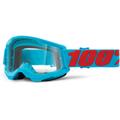 100% Strata 2 Clear Motocross Brille, rot-blau