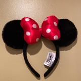 Disney Accessories | Authentic Disney Parks Mickey Mouse Ears With Red Bow And White Polkadots | Color: Black/Red | Size: Os