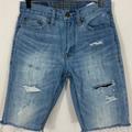 American Eagle Outfitters Shorts | American Eagle Outfitters Denim Bermuda Shorts 100% Cotton Distressed Frayed Hem | Color: Blue | Size: 26