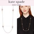 Kate Spade Jewelry | Kate Spade Lady Marmalade Plated Stone Station Necklace In Clear/Rose Gold | Color: Gold/Red | Size: Os