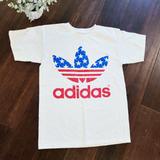 Adidas Tops | Adidas Women's American Flag Patriotic Red White & Blue Trefoil T Shirt | Color: Red/White | Size: S