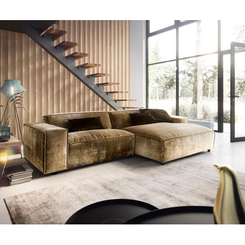 DELIFE Ecksofa Tenso 280x165 cm Chenille Gold Recamiere rechts, Ecksofas