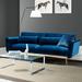 Etta Avenue™ Maxwell Flared Arm Sofa Velvet/Polyester in Blue | 32 H x 83 W x 33 D in | Wayfair 1C3C1D72F7D84F2BB15BA50620F78251