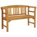 Loon Peak® Outdoor Patio Bench Garden Park Bench w/ Armrests Acacia Wood/Natural Hardwoods in Brown/White | 32.2 H x 44.8 W x 18.1 D in | Wayfair