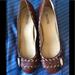 Michael Kors Shoes | Michael Michael Kors Brown Leather 2” Block Heels With Gold Woven Accents, Sz 10 | Color: Brown/Gold | Size: 10