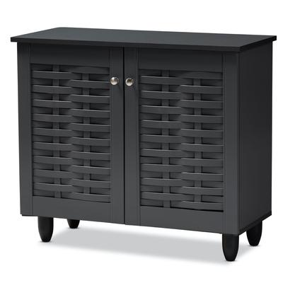 Winda 2-Door Wooden Entryway Shoe Storage Cabinet Furniture by Baxton Studio in Grey