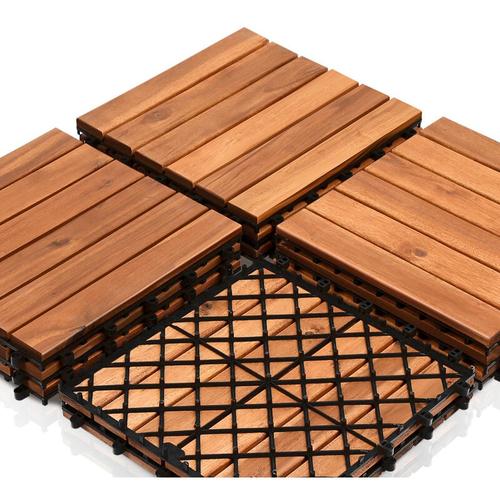 Swanew – Holzfliesen Terrassenfliese Akazie 1m² 30x30cm Bodenbelag Balkonfliesen Drainage Garten