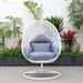 LeisureMod White Wicker Indoor Outdoor Patio Hanging Egg Swing Chair