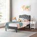 Taomika 3-pieces Bedroom Set with Height Adjustable Upholstered Dark Grey Bed