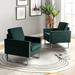 Elastus Velvet Club Chair with Chic Metal Legs Set of 2 by HULALA HOME