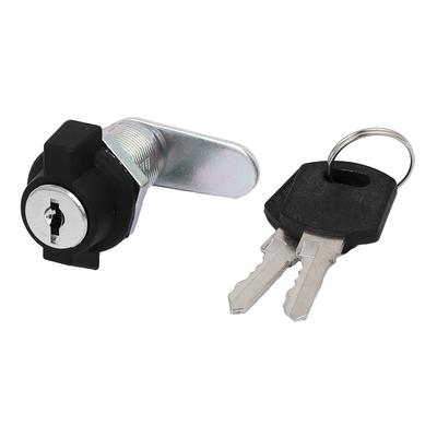 17.5mm Dia Thread Quarter Turn Security Cam Lock w Keys - Silver Tone, Black