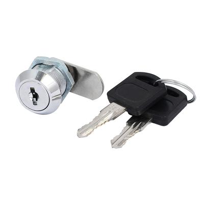 Drawer Cabinet Desk Keyed Alike Cam Lock 18mm x 12mm Thread w 2 Keys - Silver Tone