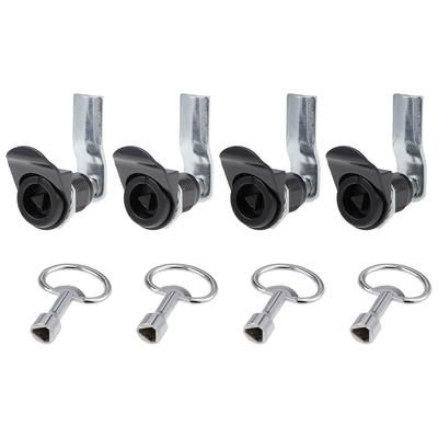 Triangle Cam Lock 22mm Cylinder Dia 49mm Long Cam Keyed Alike 4Pcs - Black - 4 Pack