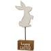 The Holiday Aisle® Dalontae Happy Easter Bunny Pedestal Wood in Brown/White | 17.5 H x 6.1 W x 2.5 D in | Wayfair CEBC5812FB304858B8086F603CB92BCC