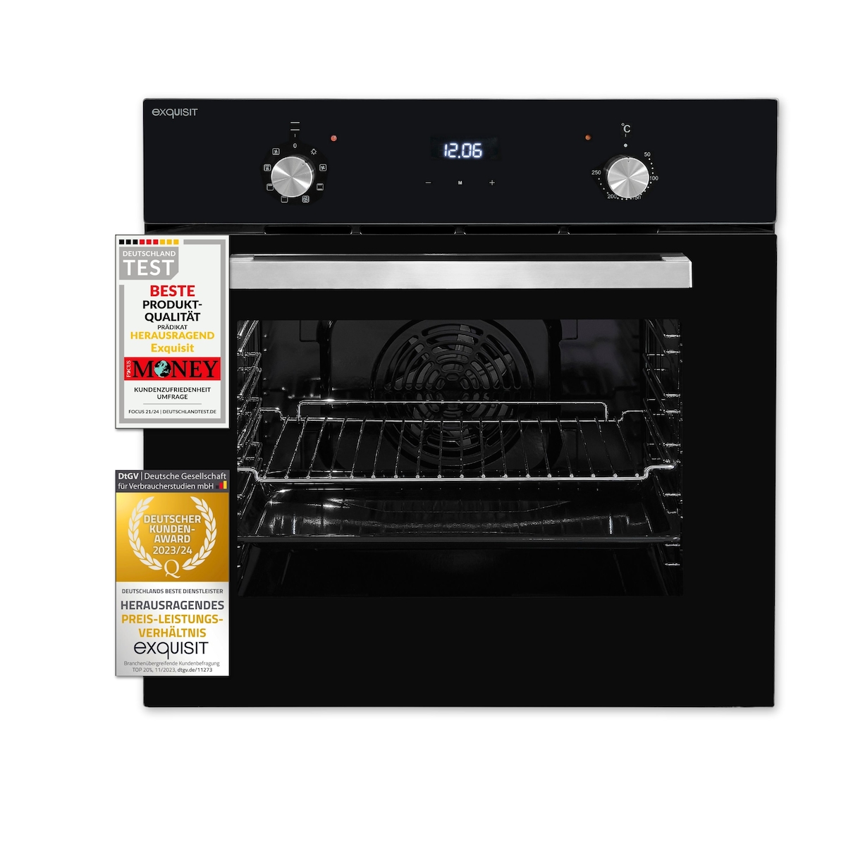 Exquisit Einbaubackofen EBE 657-2 U | 59 L Backofenvolumen | Inox