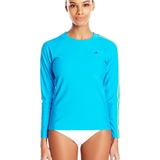 Adidas Swim | Adidas 3 Stripe Solid Long Sleeve Swim Tee Rash Guard Shock Teal Sz M Nwt | Color: Blue | Size: M