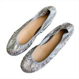 J. Crew Shoes | J Crew Made In Italy Silver Glitter Ballet Flats | Color: Gray/Silver | Size: 7.5