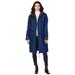 Plus Size Women's Long Hooded Jacket With Fleece Lining by Roaman's in Evening Blue (Size 30/32)