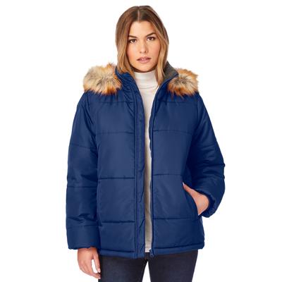 Plus Size Women's Short-Length Puffer Jacket by Roaman's in Evening Blue (Size 3X)