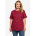 Plus Size Women's Minnie Mouse Hearts All-Over Print T-Shirt Cranberry Red by Disney in Red (Size 2X (18-20))