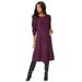 Plus Size Women's Lace Yoke Sweater Dress by Roaman's in Dark Berry (Size 26/28)