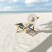 East Urban Home Mirimo Reclining Beach Chair Solid Wood in Blue/Brown/Orange | 32 H x 24.5 W x 45 D in | Wayfair 85169FB9BFB34231BDA9897CB6734871