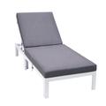 Leisuremod Chelsea Modern Outdoor Chaise Lounge Chair w/ Cushions Metal in White | 15.35 H x 29.53 W x 74.8 D in | Wayfair CLW-77BU