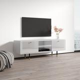 Meble Furniture TV Stand for TVs up to 70" Wood in White | 20.6 H x 63 W x 15.7 D in | Wayfair CRISTAL-01-TV-WHITE