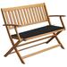 Red Barrel Studio® Folding Garden Bench Outdoor Patio Bench w/ Cushion Solid Wood Acacia Wood/Natural Hardwoods in Black | Wayfair