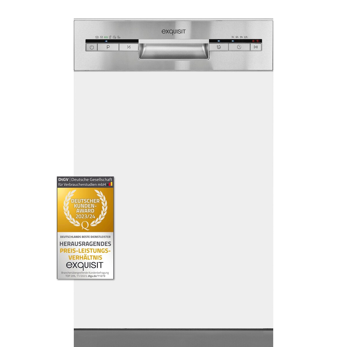 Exquisit Geschirrspüler EGSP1009-EB-030E inox | Spülmaschine 45 cm | ECO-Modus | Maßgedecke: 9 | Einbaugerät Image