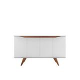 Tudor 53.15 Sideboard with 4 Shelves in White Matte and Maple Cream - Manhattan Comfort 1027751