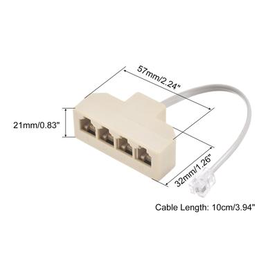 Phone Jack Splitter 6P4C Male to Female Way Socket Adapter