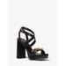 Michael Kors Kailey Embellished Leather Platform Sandal Black 8.5