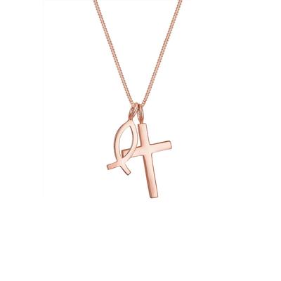 Elli - Panzerkette Kreuz Fisch Symbol Religion 925er Silber Ketten 1 ct Damen (59.99 € / 1 ct) Image