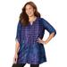 Plus Size Women's UPTOWN TUNIC BLOUSE by Catherines in Purple Abstract Plaid (Size 3X)