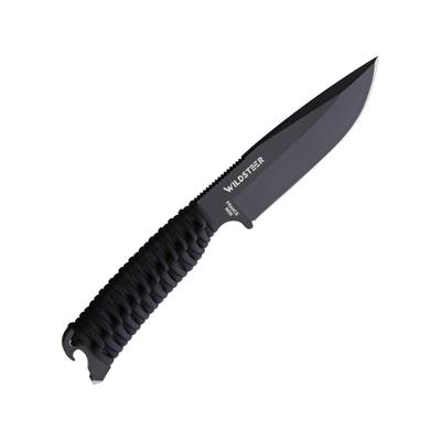 Wildsteer Scarabe Tactical Fixed Blade Knife 4.5" black coated Bohler N690 stainless blade Black cord wrapped handle SKA3113