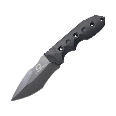 WithArmour Needle Fixed Blade Knife 4" black stonewash finish 440C stainless blade Black finger grooved G10 handle WA-070BK