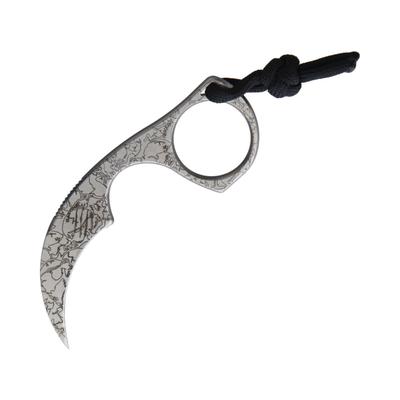 Bastinelli Creations Diagnostic Karambit Skulls Knife 1.5" Bohler N690 stainless karambit blade Skull artwork on blade and handle DIAGNOSTIC SW SKULLS