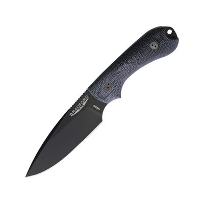 Bradford Knives Guardian 3D Black DLC Knife 3.5" black DLC coated Bohler N690 stainless blade Black canvas micarta handle 3FE-101B-N690