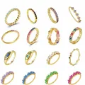 Bagues en cristal multicolores plaquées or 24 carats et argent 925 turquoise fiançailles promesse