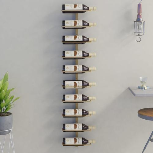 vidaXL Wand-Weinregal für 10 Flaschen Golden Metall