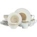 Gibson Spiral 16 Piece Reactive Embossed Dinnerware Set - Blue Ceramic/Earthenware/Stoneware in White | Wayfair 950120472M