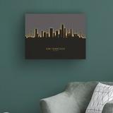 Ebern Designs San Francisco California Skyline Glow II by Michael Tompsett - Wrapped Canvas Graphic Art Canvas, in Black/Brown/Gray | Wayfair